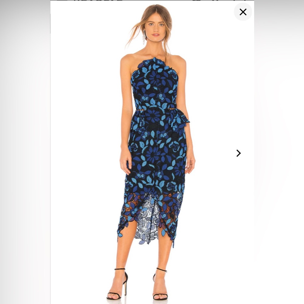 Elliatt Blue Tan Halter Sheath Dress